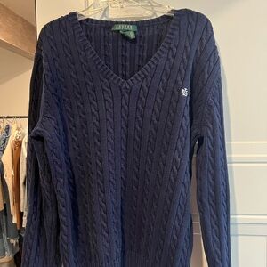 Lauren Ralph Lauren women’s XL navy cable knit sweater